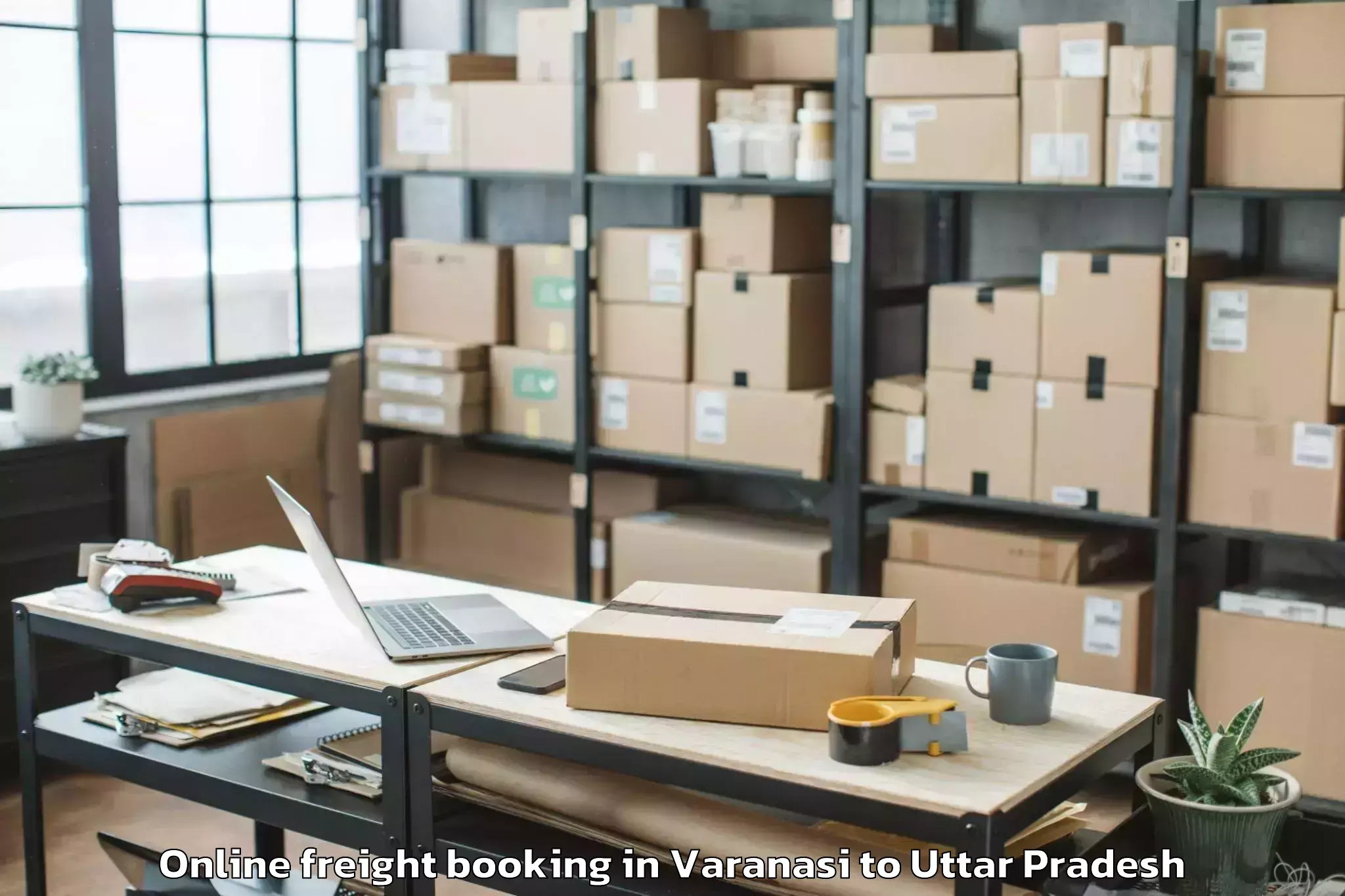 Easy Varanasi to Manjhanpur Online Freight Booking Booking